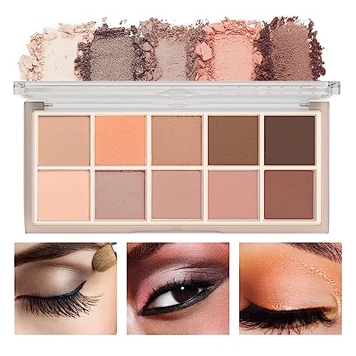 10 Colors Eyeshadow Palette-Matte Naked High Pigmented Eye Shadow,Naturing-Looking, Ultra-Blendable,Waterproof&Long Lasting Neutral Cream Korean Makeup for Older Women (Milk Tea)