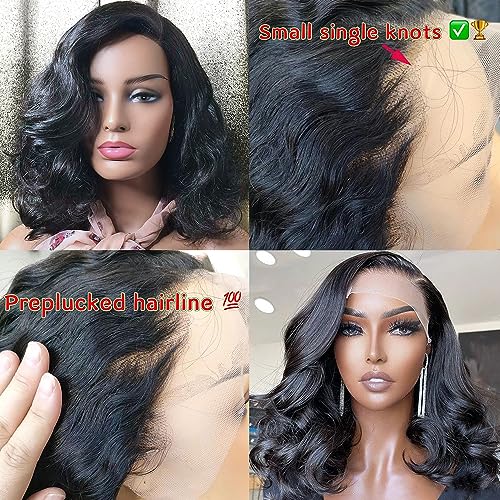 10 Inch Body Wave Bob Lace Front Wigs Human Hair Pre Plucked Bob Wig Human Hair 13x4 HD Full Lace Front Wigs Human Hair for Black Women Human Hair Glueless Wigs Human Hair with Baby Hairline - Image 2