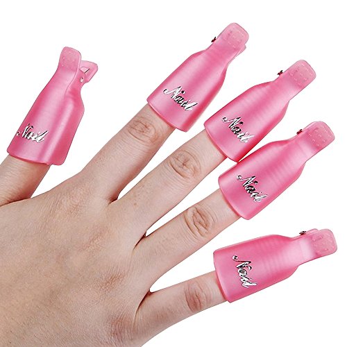 10 Pcs Pink Nail Clip Remover Tools for Easy Soak Off Gel Removal