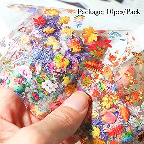 10 Sheets Foil Nail Art Stickers Transfer Sticker Maple Leaf Nail Foils Nail Art Supplies Flower Nail Set Butterfly Nail Decoration for Women Girls Decoration Manicure Design - Image 4