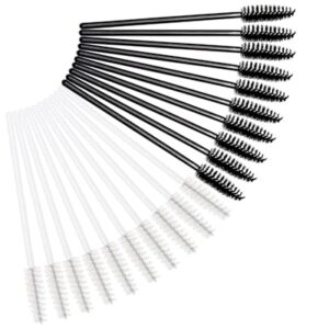 100 Count Disposable Black White Eyebrow Mascara Wands for Makeup Application