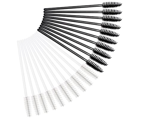 100 Count Disposable Black White Eyebrow Mascara Wands for Makeup Application