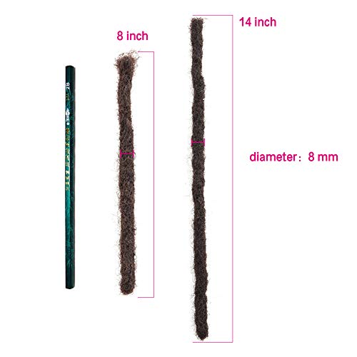 100% Human Hair Dreadlocks Extension For Men/Women 14 inch 20 Locs/pack Handmade Dark Brown Short Hip-hop Locs Reggae Braiding Hair (14 Inch(20 Locs/Pack), Dark Brown) - Image 5