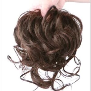 Curly Wavy Messy Bun Hair Extension with Fringe for Women, 100% Human Hair Chignon