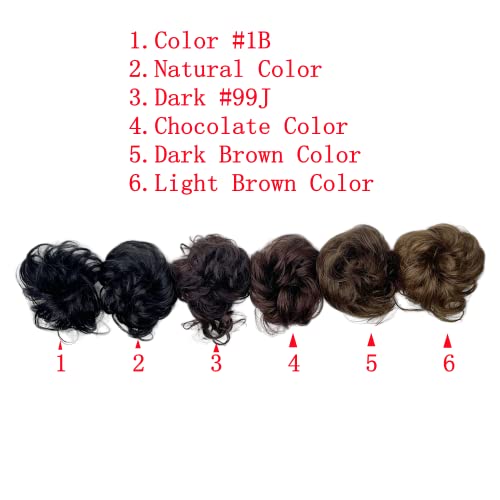 Curly Wavy Messy Bun Hair Extension with Fringe for Women, 100% Human Hair Chignon - Image 5