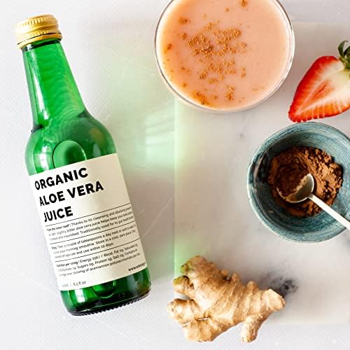 100% Organic Aloe Vera Juice 8.5 fl oz - Supports Immunity & Gut Health - Straight from Farm in Spain - Undiluted - No Added Sugar or Artificial Preservatives - Non-GMO - Recyclable Glass Bottle - Image 2
