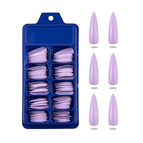 100 Pcs Light Purple Stiletto Nail Tips for Stylish Nail Art and Extensions - Image 2