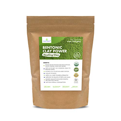 100% Pure Calcium Bentonite Clay Powder -Vegan, Food Grade, Healing Clay-Skin Care Detox- Deep Pore Cleansing Face & Body Mask for feeling soft, smooth, refreshed skin- 4 oz