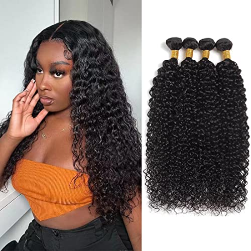 100% Unprocessed Brazilian Human Hair Water Wave Bundles 4 Pieces 10-16 Inch Natural Color