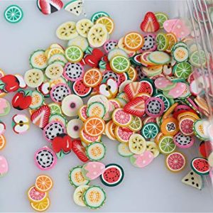 1000 Pcs Fruit Flower Design Nail Art Polymer Clay Cane Slices for DIY Decor