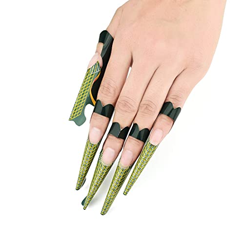 100pc Extra Long Stiletto Nail Forms for Gel Acrylic Extension with Fish Pattern - Image 9