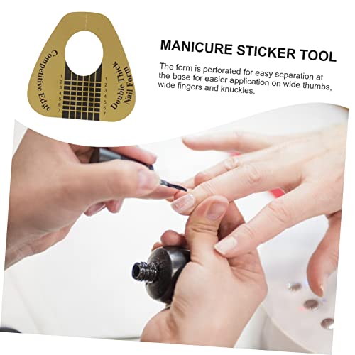 Gold Horseshoe Nail Extension Forms Acrylic Gel Sculpting Paper Stickers 100 Pieces - Image 2