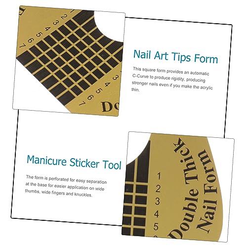 Gold Horseshoe Nail Extension Forms Acrylic Gel Sculpting Paper Stickers 100 Pieces - Image 3