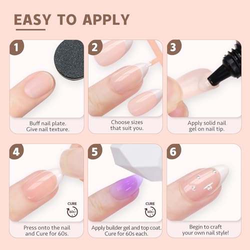 LuGlory 1050 Piece Color Salon Acrylic Semi Gel Nail Tips with Pre-applied Primer and Base Coat - Image 5