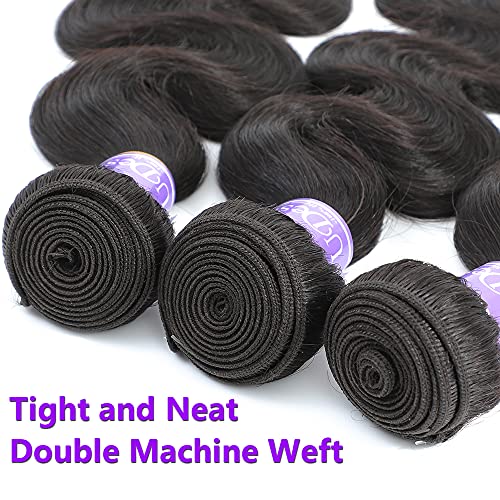 10A Brazilian Body Wave Virgin Hair Weave Bundles 3 Pack 14 16 18 Inch Natural Black - Image 4