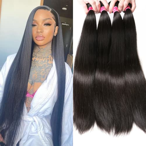 10A Brazilian Virgin Straight Hair Bundles Natural Color 18-24 Inch 4pc Set