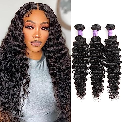 10A Deep Wave 3 Bundle 18-22 Inch 100% Unprocessed Brazilian Human Hair Weave