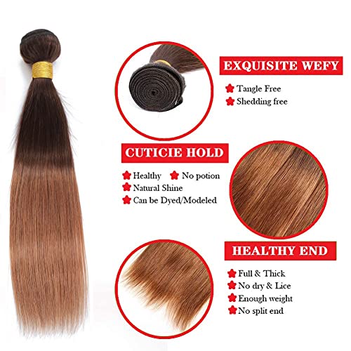 10A Ombre Brazilian Straight Hair 4 Bundles 100% Unprocessed Virgin Brazilian Remy Hair Bundles Straight Human Hair Bundles 2 Tone T4/30 Human Hair Weave Bundles (22 24 26 28) - Image 2