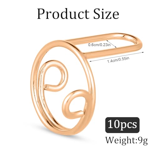 10pcs Adjustable Wudu Nail Rings for Women, No Adhesive Fingertip Jewelry in Gold - Image 2