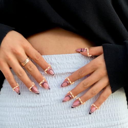 10pcs Adjustable Wudu Nail Rings for Women, No Adhesive Fingertip Jewelry in Gold - Image 6