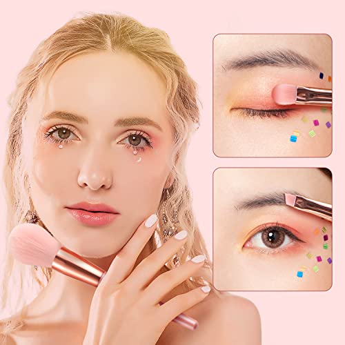 10 Piece Pink Synthetic Makeup Brush Set for Powder, Blush, Contour, Concealer, Eyeshadow - Image 3