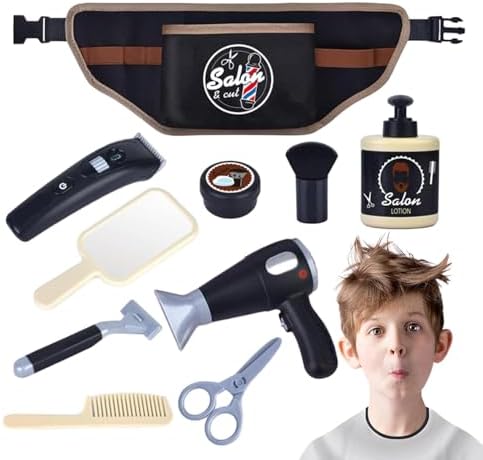 10pcs Pretend Toy for Girls and Boys, Kids Hairdressing Set, Kids Salon Hairdresser Set, Haircut Barber Set Toy, Beauty Salon Playset, Fashion Pretend Makeup Set for Boys, Dress Up Game - Image 2