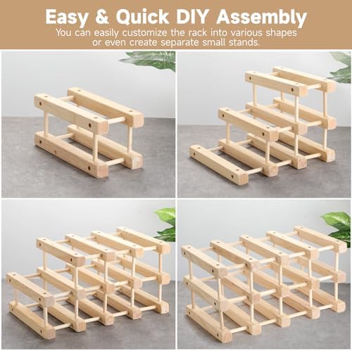 12-Bottle Wooden Countertop Wine Rack for Home Kitchen Restaurant Bar - Image 4