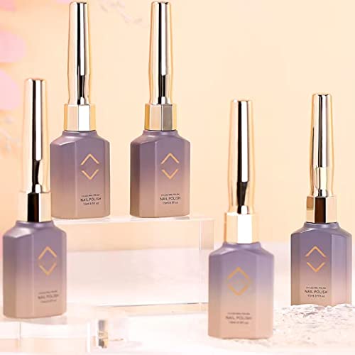 12 Color Purple Gel Nail Polish Set with Rhinestones, 15ml Bottle Capacity - Image 3