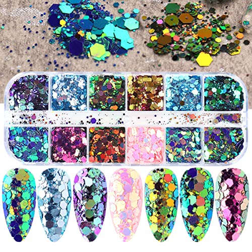 12 Colors Hexagon Chunky Glitter Sequins for Crafts and Nail Art Decoration - Image 7