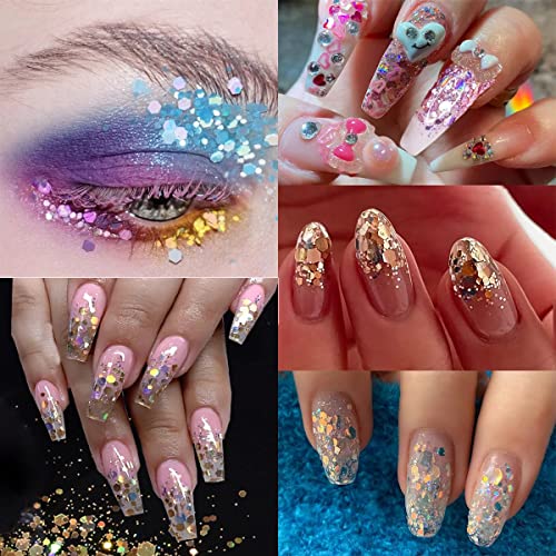 12 Colors Hexagon Chunky Glitter Sequins for Crafts and Nail Art Decoration - Image 3