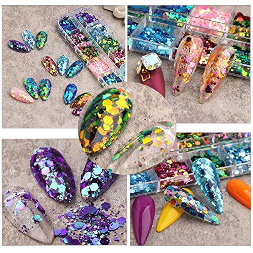12 Colors Hexagon Chunky Glitter Sequins for Crafts and Nail Art Decoration - Image 4