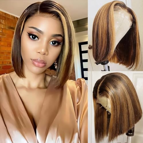 12 Inch 13x4 HD Lace Front Short Bob Wig Human Hair for Black Women 180% Density