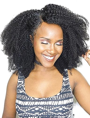 12 Inch Afro Kinky Curly 4B 4C Clip in Hair Extensions Natural Color 7Pcs/Set Brazilian Virgin Human Hair Clip Ins for Black African American Women