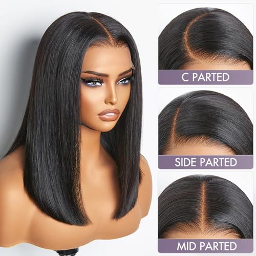 12 Inch Bob Wig Human Hair Glueless Wigs Human Hair Pre Plucked Straight Lace Front Wigs Human Hair Bob HD 13x4 Lace Front Wigs Human Hair Bob Wigs for Black Women 180% Density Bob Wig - Image 6