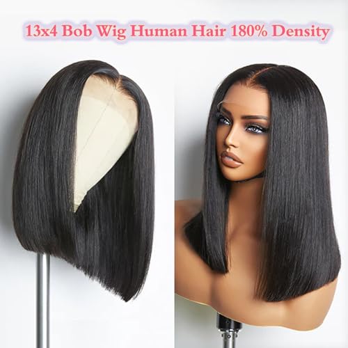 12 Inch Bob Wig Human Hair Glueless Wigs Human Hair Pre Plucked Straight Lace Front Wigs Human Hair Bob HD 13x4 Lace Front Wigs Human Hair Bob Wigs for Black Women 180% Density Bob Wig - Image 2