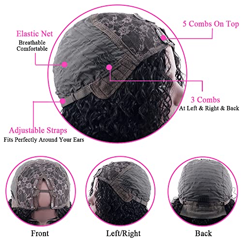 12 Inch Curly V Part Human Hair Pixie Cut Wig for Black Women - Image 4