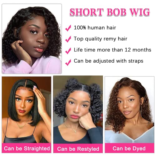 12 Inch Curly V Part Human Hair Pixie Cut Wig for Black Women - Image 3