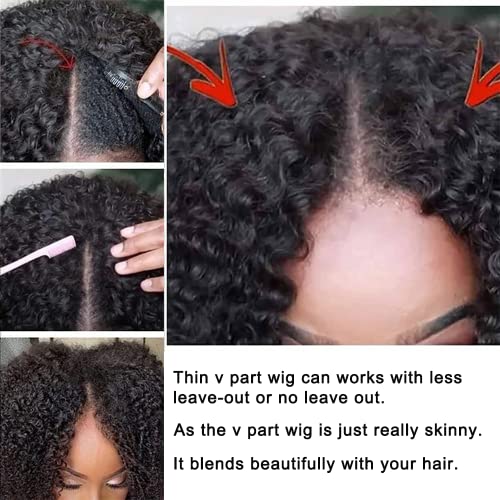 12 Inch Curly V Part Human Hair Pixie Cut Wig for Black Women - Image 2