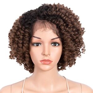 12 Inch Ombre Blonde OT30 Short Curly Lace Front Afro Wig for Black Women