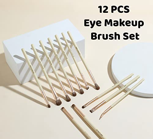 12-Piece Eye Makeup Brush Set with Soft Synthetic Fiber, Easy Application - Image 2