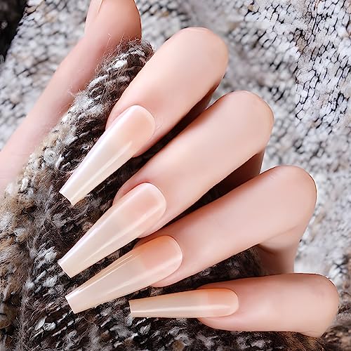 120pc Coffin Press on Nails Medium Length Colored Long Ballerina Nude Fake Nails Full Cover Acrylic Tips False Artificial Fingernails Presson Nails for Women Girls - Image 6