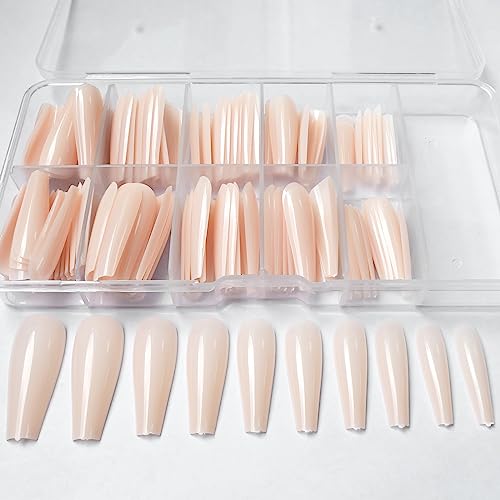 120pc Coffin Press on Nails Medium Length Colored Long Ballerina Nude Fake Nails Full Cover Acrylic Tips False Artificial Fingernails Presson Nails for Women Girls - Image 4