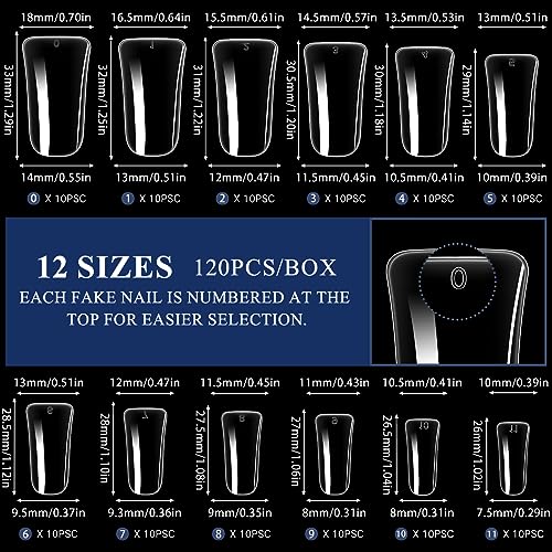 120Pcs Clear Curved Duck Nail Tips for Home DIY Nail Art in 12 Sizes - Image 6