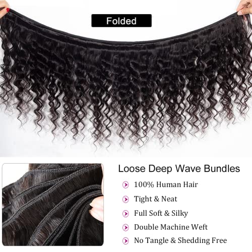 12A Grade Loose Deep Wave Bundles Loose Deep Wave Human Hair 3 Bundles Brazilian Loose Deep Wave Bundles 12A Virgin Loose Curly Weave Bundles Human Hair 100% Unprocessed Curly Hair Extensions - Image 3