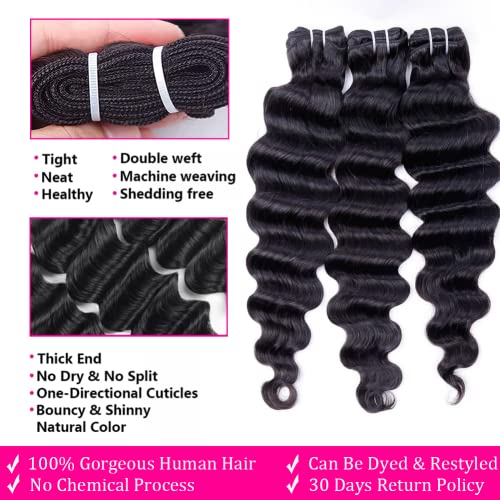 12A Grade Loose Deep Wave Bundles Loose Deep Wave Human Hair 3 Bundles Brazilian Loose Deep Wave Bundles 12A Virgin Loose Curly Weave Bundles Human Hair 100% Unprocessed Curly Hair Extensions - Image 2