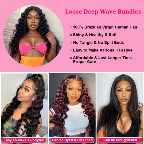 12A Grade Loose Deep Wave Bundles Loose Deep Wave Human Hair 3 Bundles Brazilian Loose Deep Wave Bundles 12A Virgin Loose Curly Weave Bundles Human Hair 100% Unprocessed Curly Hair Extensions - Image 6