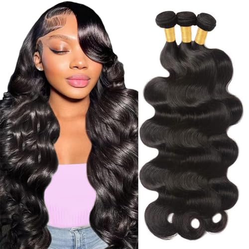 12A Human Hair Bundles 22 24 26 Inch Body Wave Bundles Human Hair 100% Unprocessed Brazilian Virgin Hair 3 Bundles Human Hair Body Wave Human Hair Extensions Natural Black Deals For Women