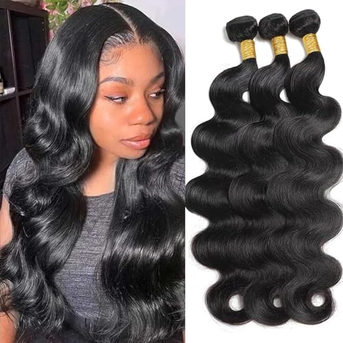 12A Human Hair Bundles 28 30 32 Inch Body Wave Bundles Human hair 100% Unprocessed Brazilian Virgin Human Hair Double Weave Weft 3 Bundles Human Hair Extension for Women Nature Color