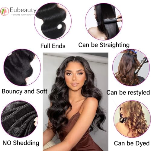 12A Human Hair Bundles Body Wave 4 Short Bundle 8 8 8 8 Inch 100% Unprocessed Brazilian Virgin Hair Extensions for Black Women Natural Color - Image 4