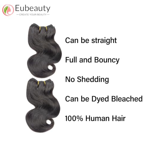 12A Human Hair Bundles Body Wave 4 Short Bundle 8 8 8 8 Inch 100% Unprocessed Brazilian Virgin Hair Extensions for Black Women Natural Color - Image 3